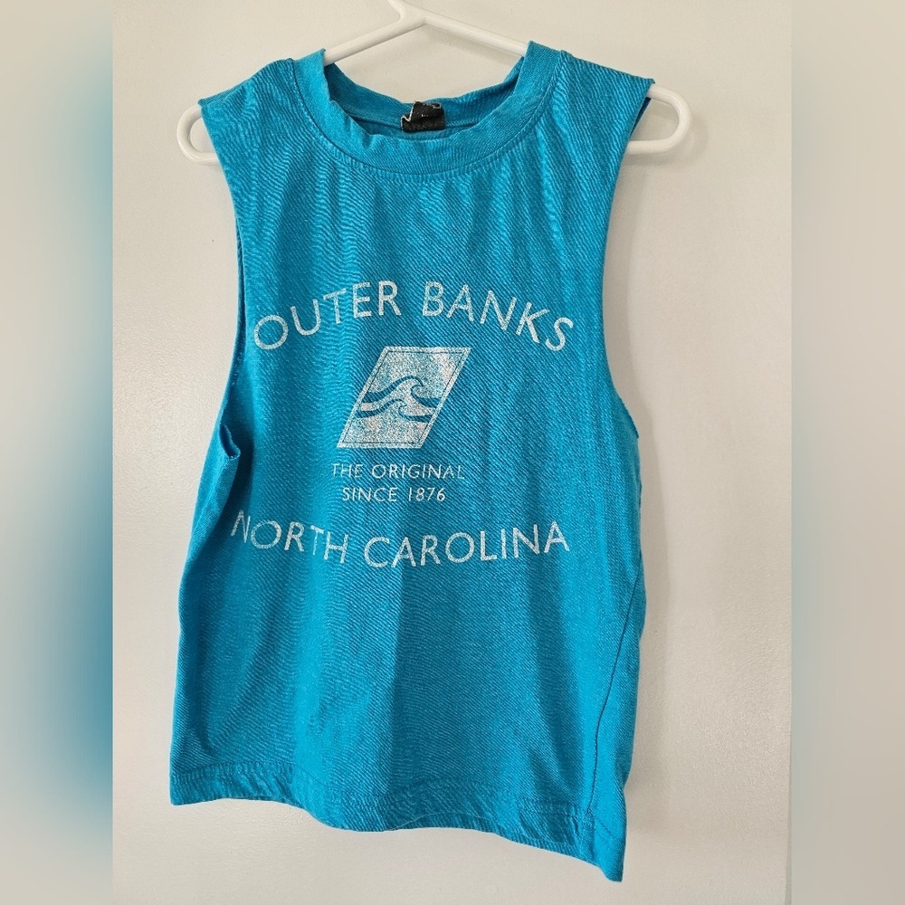 Heloha Outer Banks North Carolina Kids Graphic Muscle Tank Top Blue Small J-278